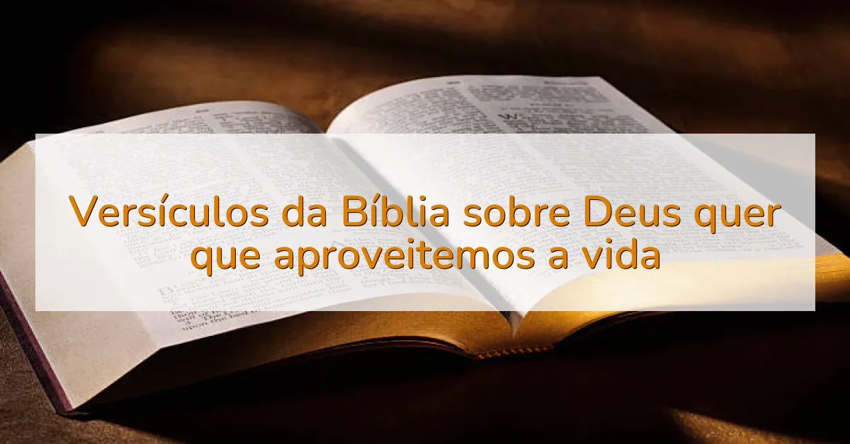 Versículos da Bíblia sobre Deus quer que aproveitemos a vida